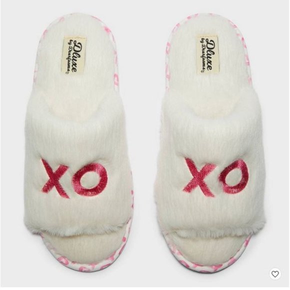 Women's dluxe by dearfoams XOXO Fur Slide Slippers - Ivory - Picture 1 of 5